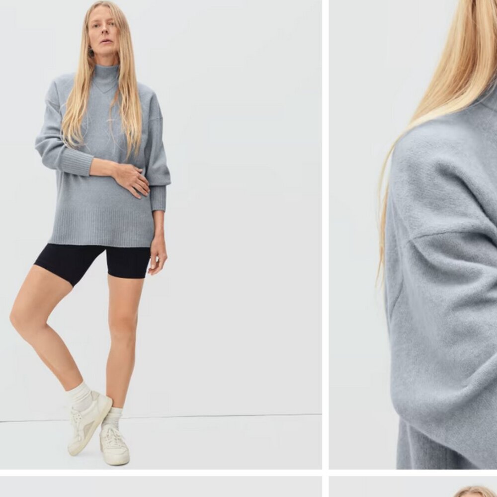 Everlane Cozy Stretch Pullover in Smoke, Size Small